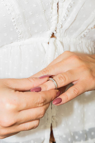 Bague 48 Demi-alliance en or blanc 750 (18 carats) avec diamants 58 Facettes 2406273CN