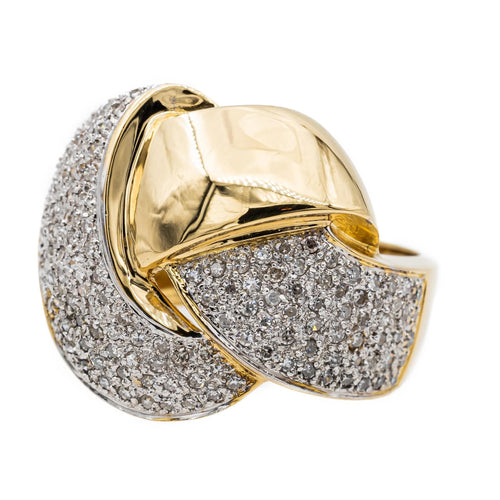 Bague 56 Bague pavée de diamants en or jaune et or blanc 18 carats 58 Facettes 2468099CN