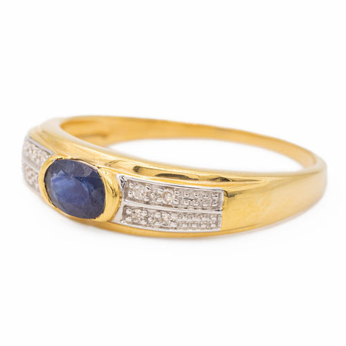 Bague 59 Bague en or jaune et or blanc 18 carats saphir et diamants 58 Facettes 2593579CD