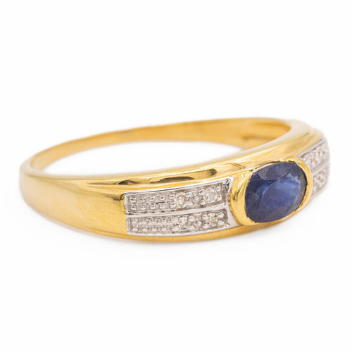 Bague 59 Bague en or jaune et or blanc 18 carats saphir et diamants 58 Facettes 2593579CD