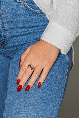 Bague 57 Bague rubis et diamants en or jaune 18 carats 58 Facettes 2763556CN