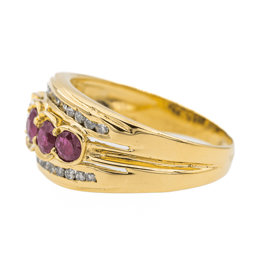 Bague 57 Bague rubis et diamants en or jaune 18 carats 58 Facettes 2763556CN