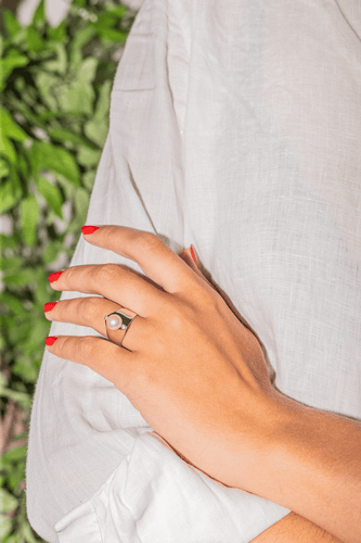 Bague 54 Bague en or blanc 18 carats avec perle et diamants 58 Facettes 2999434CN