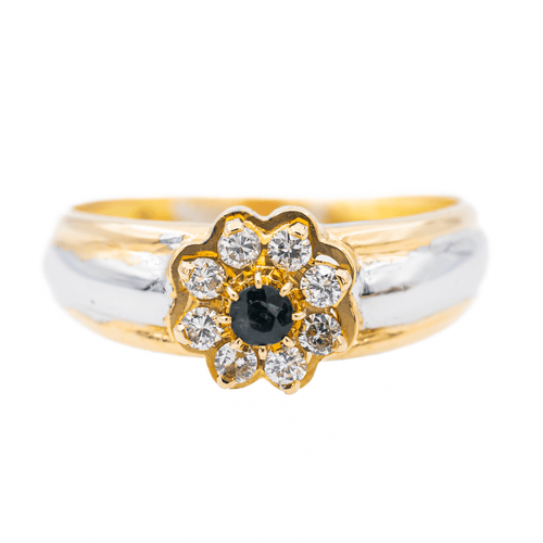 Bague 53 Bague marguerite en or jaune et or blanc saphir et diamants 58 Facettes 3079746CN