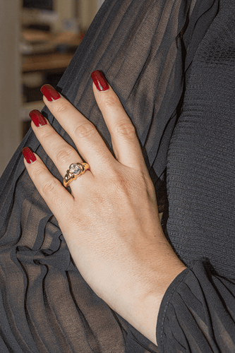 Bague 50 Bague en or jaune avec aigue-marine et diamants 58 Facettes 3088690CN