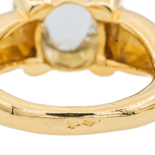 Bague 50 Bague en or jaune avec aigue-marine et diamants 58 Facettes 3088690CN