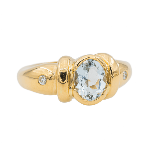 Bague 50 Bague en or jaune avec aigue-marine et diamants 58 Facettes 3088690CN
