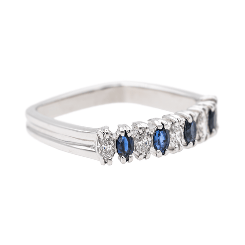Bague 50 Bague en or blanc et platine saphirs et diamants 58 Facettes 3417085CN