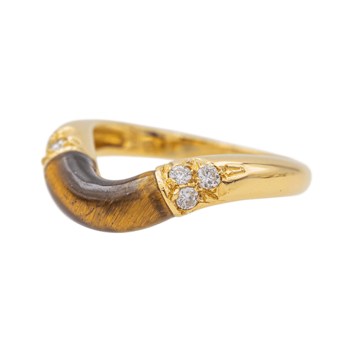 Bague 52 Cartier - Bague en or jaune sertie d’œil de tigre et diamants 58 Facettes 3662247RV