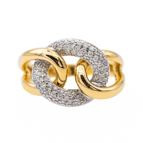 Bague 57 Bague en or jaune et blanc 18 carats sertie de diamants 58 Facettes 3516098CN