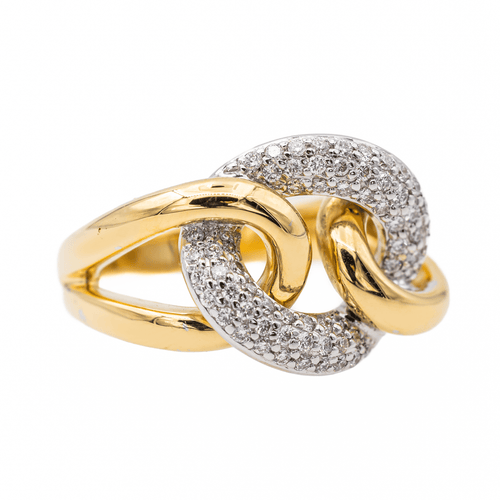 Bague 57 Bague en or jaune et blanc 18 carats sertie de diamants 58 Facettes 3516098CN