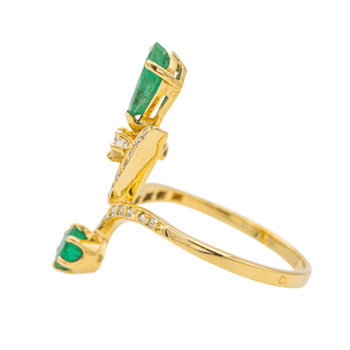 Bague 55 Bague en or jaune 18 carats avec émeraudes et diamants 58 Facettes 3655099CN
