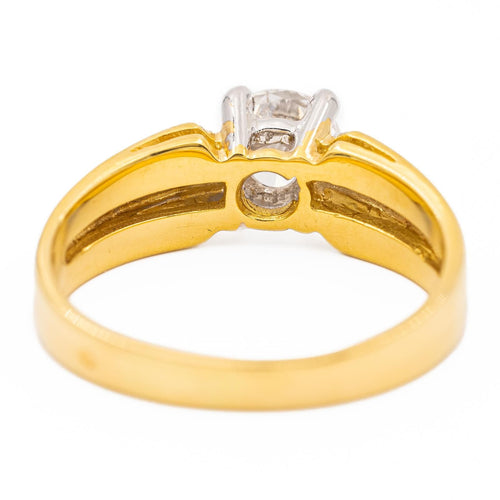 Bague 56 Bague solitaire en or jaune et or blanc avec diamant 58 Facettes 578381CD