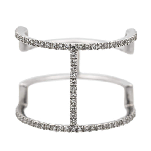Bague 53 Bague graphique en or blanc 18 carats et diamants 58 Facettes 578790RV