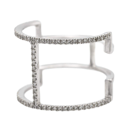 Bague 53 Bague graphique en or blanc 18 carats et diamants 58 Facettes 578790RV