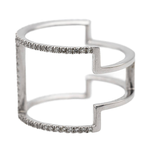 Bague 53 Bague graphique en or blanc 18 carats et diamants 58 Facettes 578790RV