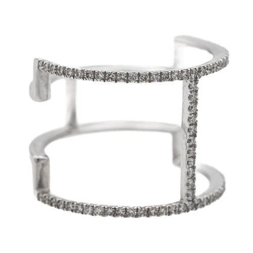 Bague 53 Bague graphique en or blanc 18 carats et diamants 58 Facettes 578790RV