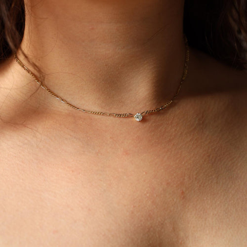 Collier Collier - Maille figaro en or jaune 18 carats et diamant 58 Facettes 2432046CN