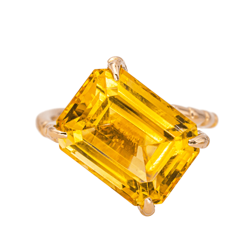 Bague 55 Bague cocktail en or rose avec citrine taille émeraude 58 Facettes 4578557RV