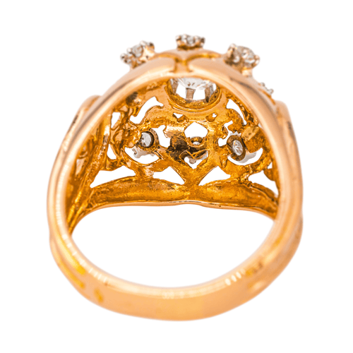 Bague 58 Bague dôme rétro en or rose 18 carats et diamants 58 Facettes 4261861RV