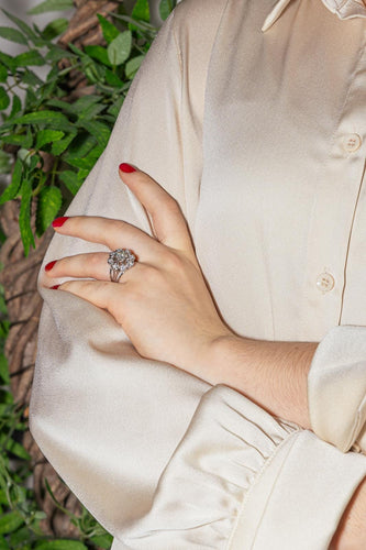Bague 53 Bague marguerite sertie de diamants en or blanc et platine 58 Facettes 4328900CN