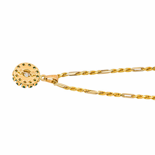 Collier Collier pendentif en or jaune 18 carats, diamant et émeraudes 58 Facettes 4387217CN