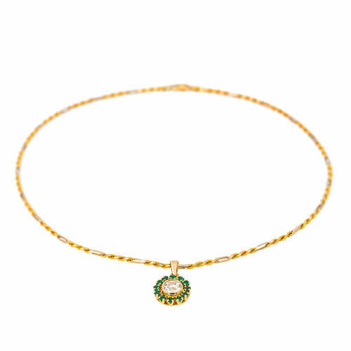 Collier Collier pendentif en or jaune 18 carats, diamant et émeraudes 58 Facettes 4387217CN