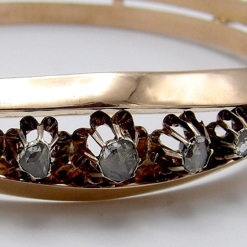 Bracelet Victorien - Bracelet en or rose 14K et diamants taille rose 58 Facettes