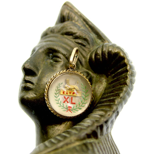 Pendentif Pendentif victorien Essex crystal sphinx en or jaune 14K 58 Facettes