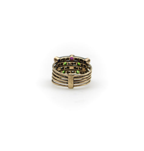 Bague Bague harem édouardienne en or 14K avec diamants, rubis, saphirs, grenats et perles 58 Facettes