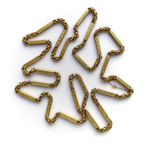 Collier Chaîne de garde victorienne à maillons fantaisie en or 14K 58 Facettes A20000