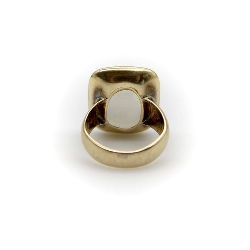 Bague Époque victorienne - Bague chevalière intaille blason cerf en or 14K et quartz 58 Facettes A2001E