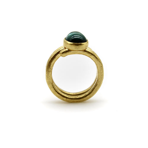 Bague Bague martelée à la main en or 22 carats avec tourmaline bleu-vert 58 Facettes A2002C