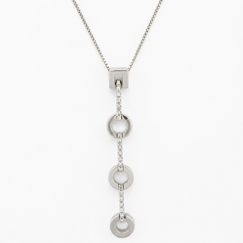 Collier Collier pendentif géométrique en or blanc et diamants 58 Facettes 33681