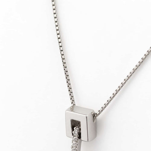 Collier Collier pendentif géométrique en or blanc et diamants 58 Facettes 33681