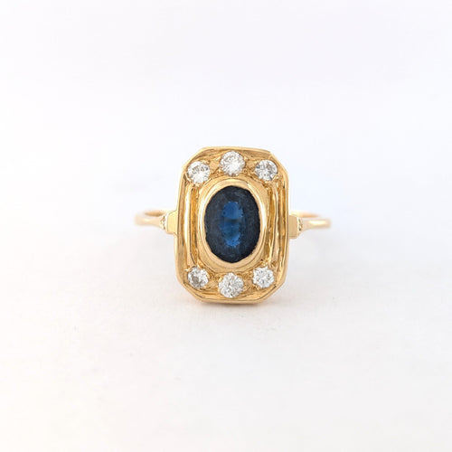 Bague 58 Bague Art déco en or jaune, saphir et diamants 58 Facettes 31192