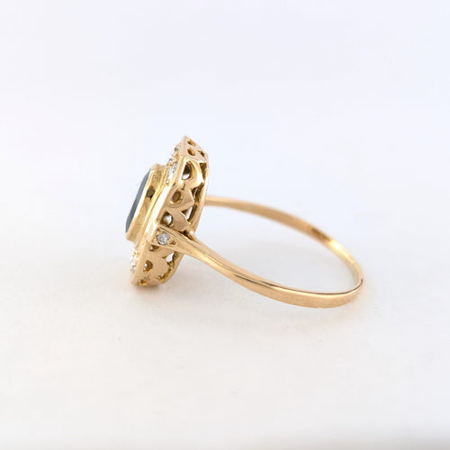 Bague 58 Bague Art déco en or jaune, saphir et diamants 58 Facettes 31192