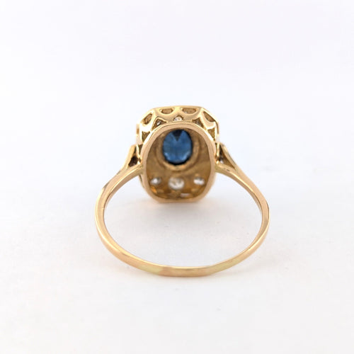 Bague 58 Bague Art déco en or jaune, saphir et diamants 58 Facettes 31192