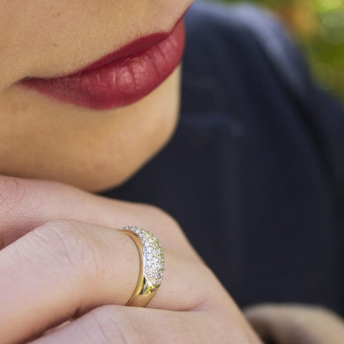 Bague 53 Bague en or jaune 18 carats et diamants 58 Facettes 33704