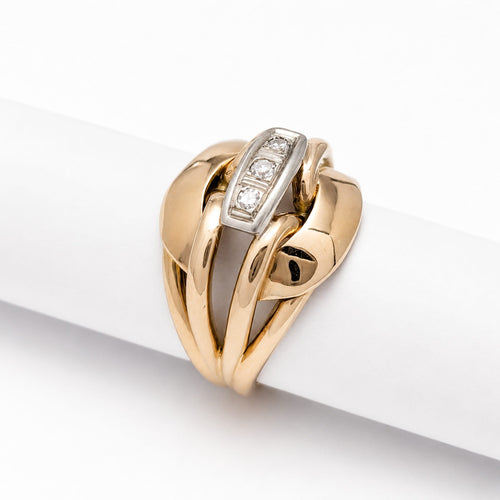 Bague 55 Bague en or rose et or blanc avec diamants 58 Facettes 32642