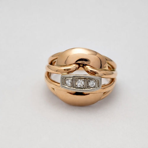 Bague 55 Bague en or rose et or blanc avec diamants 58 Facettes 32642