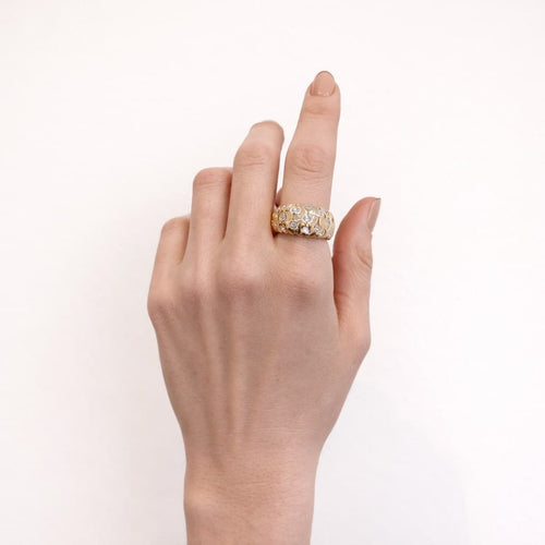 Bague 56 Bague large en or jaune 18 carats et diamants 58 Facettes 34524