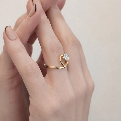 Bague 53 Bague solitaire en or jaune 18 carats et diamant 58 Facettes 33781