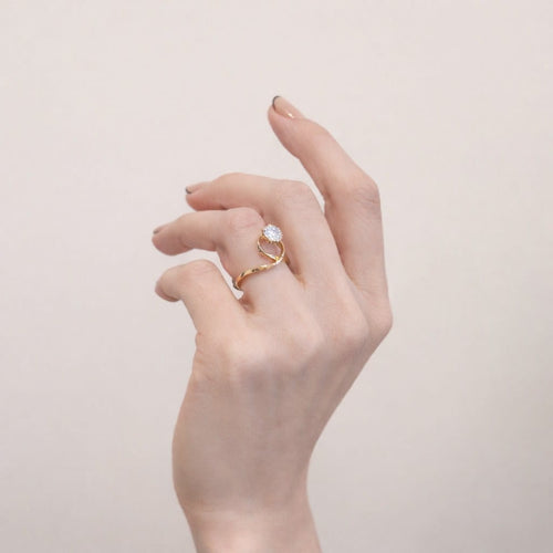 Bague 53 Bague solitaire en or jaune 18 carats et diamant 58 Facettes 33781