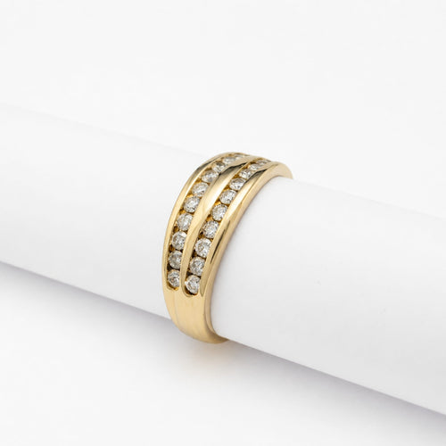 Bague 52 Bague double rang en or jaune et diamants 58 Facettes 34509