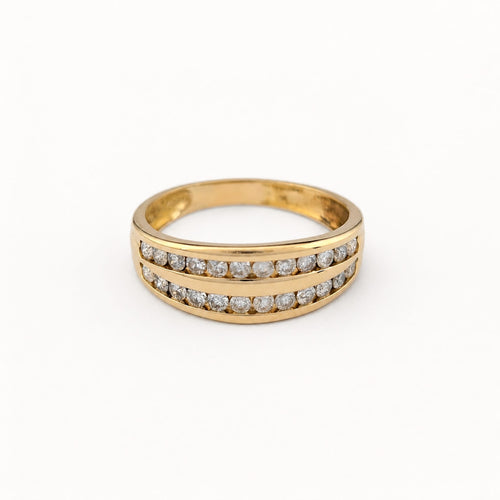 Bague 52 Bague double rang en or jaune et diamants 58 Facettes 34509