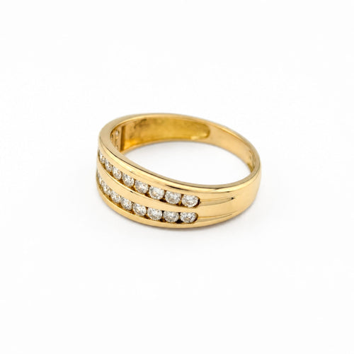 Bague 52 Bague double rang en or jaune et diamants 58 Facettes 34509