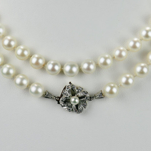 Collier Perles Akoya - Collier en or bicolore et diamants 58 Facettes 1998