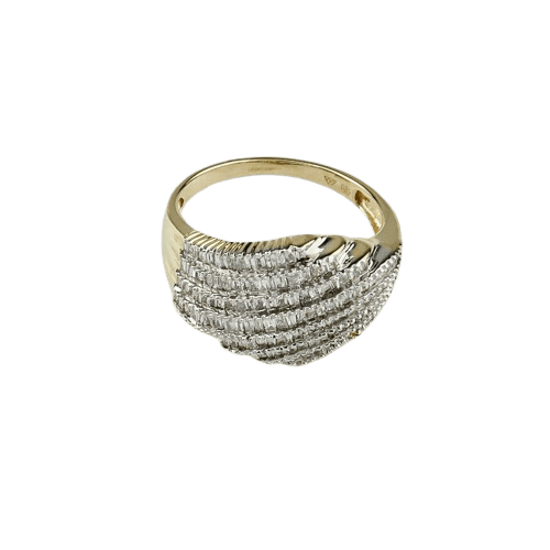 Bague 57 Ring en or jaune 585 avec diamants 58 Facettes 2184