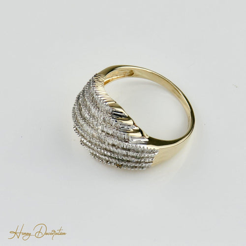 Bague 57 Ring en or jaune 585 avec diamants 58 Facettes 2184